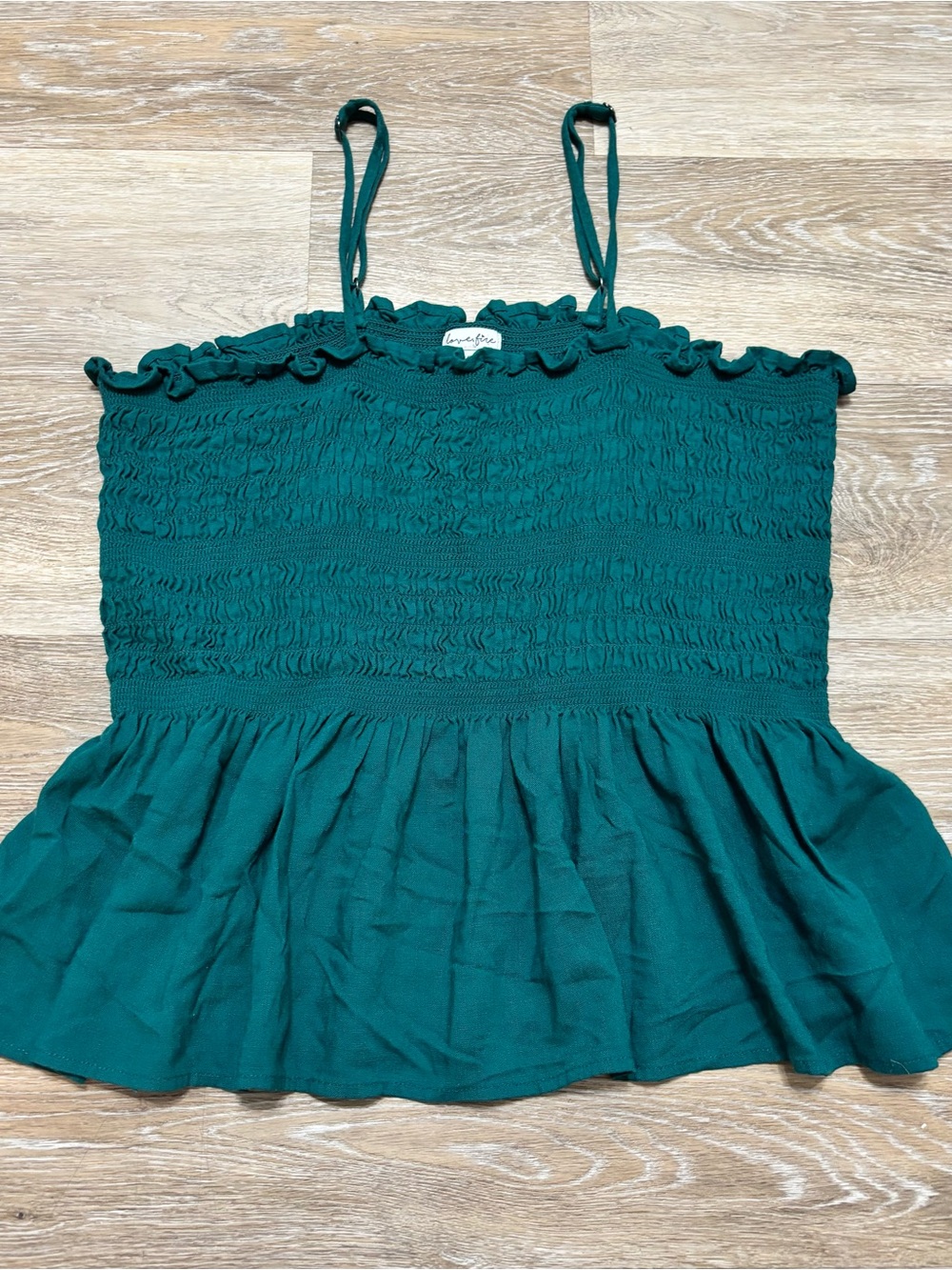 Teal Smocked Ruffle Peplum Camisole